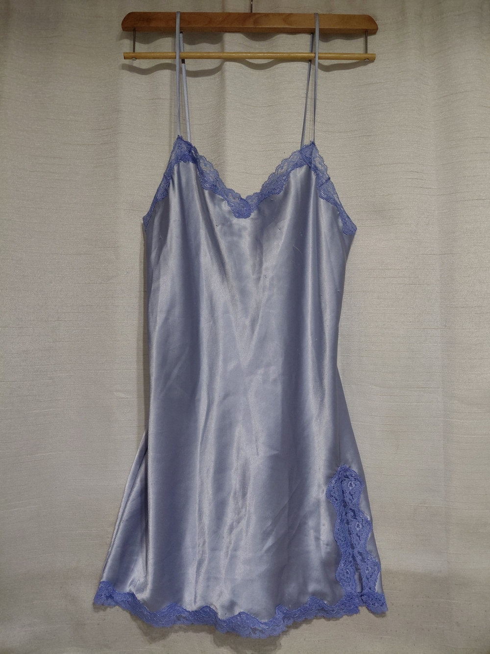Victoria's Secret Vintage Baby Blue Lace-Trim Slip